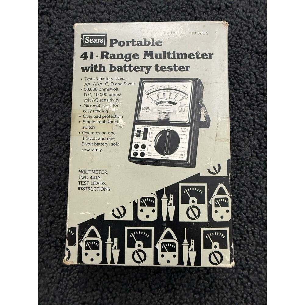 VINTAGE Sears Portable 41 Range Multimeter w/Battery Tester 5205 Mint w/Box!